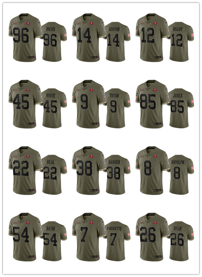 

Jersey Tampa''Bay''Buccaneers''MEN Mike Evans Lavonte David Brown Tom Brady Julio Jones Leonard Fournette 2022 Salute To Service