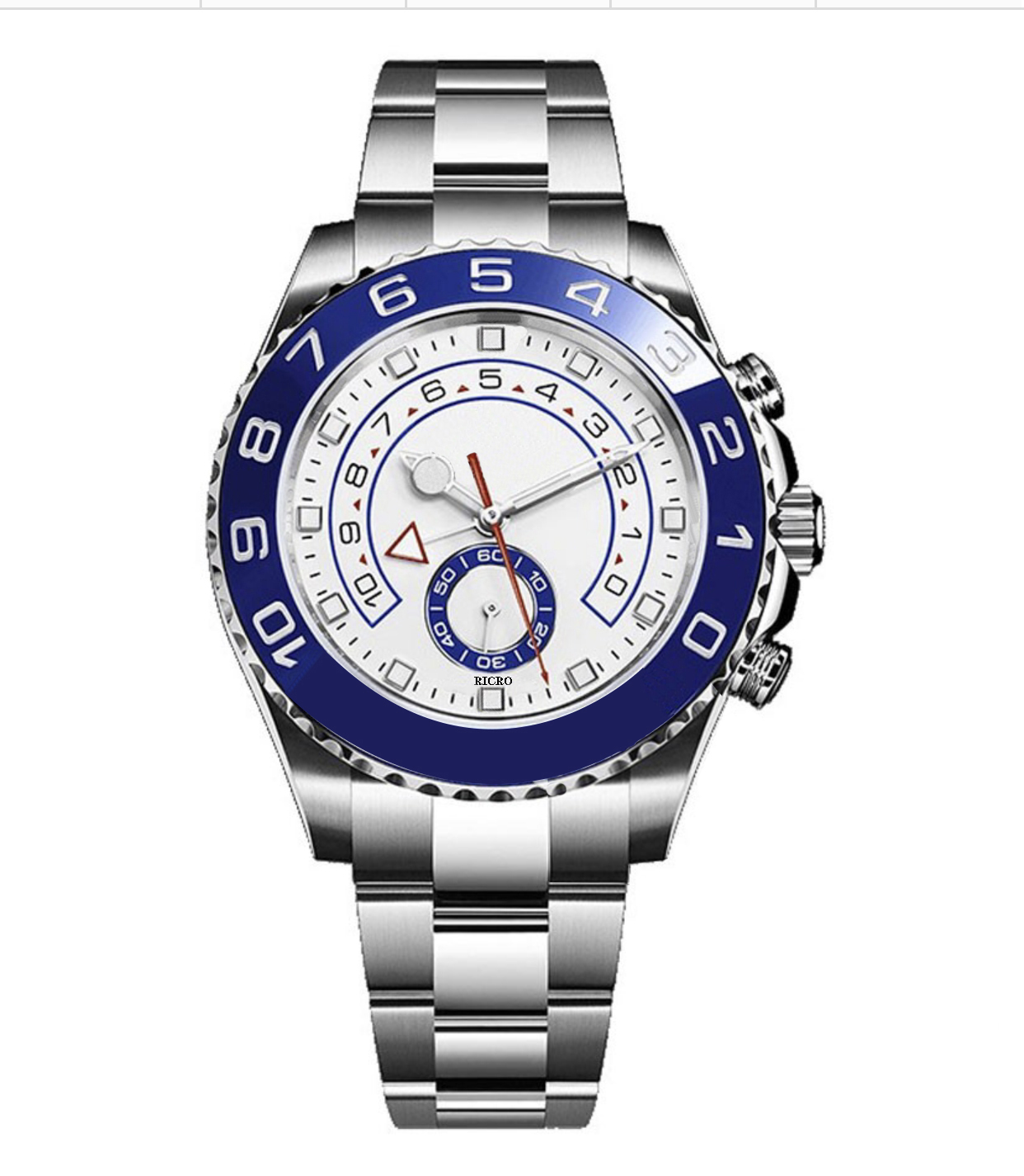 

Men's watch master Stainless steel case Ceramic bezel Sapphire glass folding clasp Automatic mechanical movement RICRO