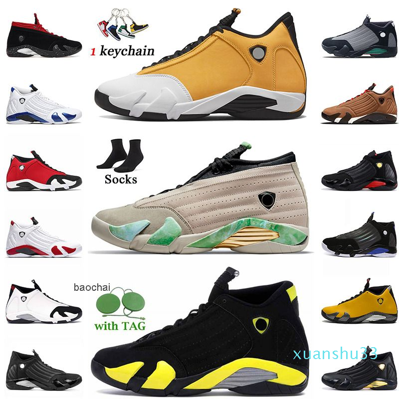 

Size 13 Mens Trainers 2022 Top Fashion Jordens 14 Men Basketball Shoes With Socks Jumpman 14s Particle Grey Ginger Red Lipstick 3, B35 gym red 40-47