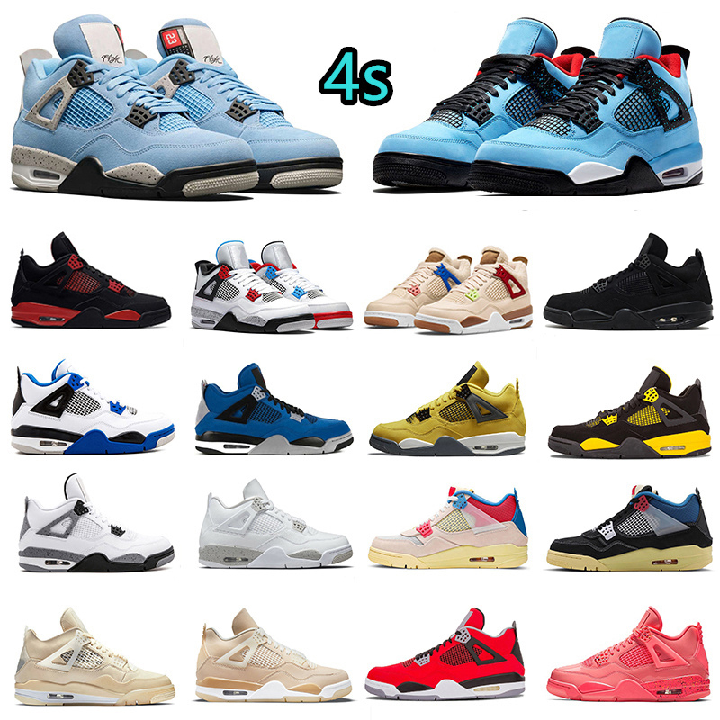 

Jumpman 4 jorda 4s Basketball Shoes University Blue Red Thunder Black Cat Encore Sail Shimmer Neon What The 4 Off Noir Hot Punch White Oreo Sneakers for Men and Women, Pay for box