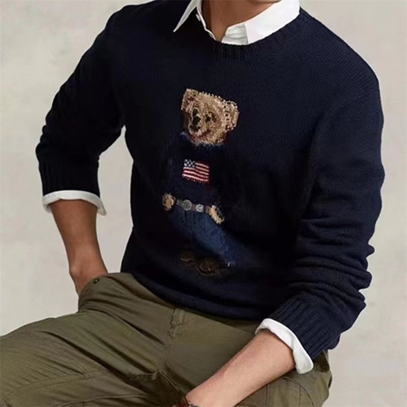 Men's Sweaters Autumn Men Arrival Masculina RL Bear Cotton Pullover Fashion Street Casual Pull Homme Men's Sweater 220919