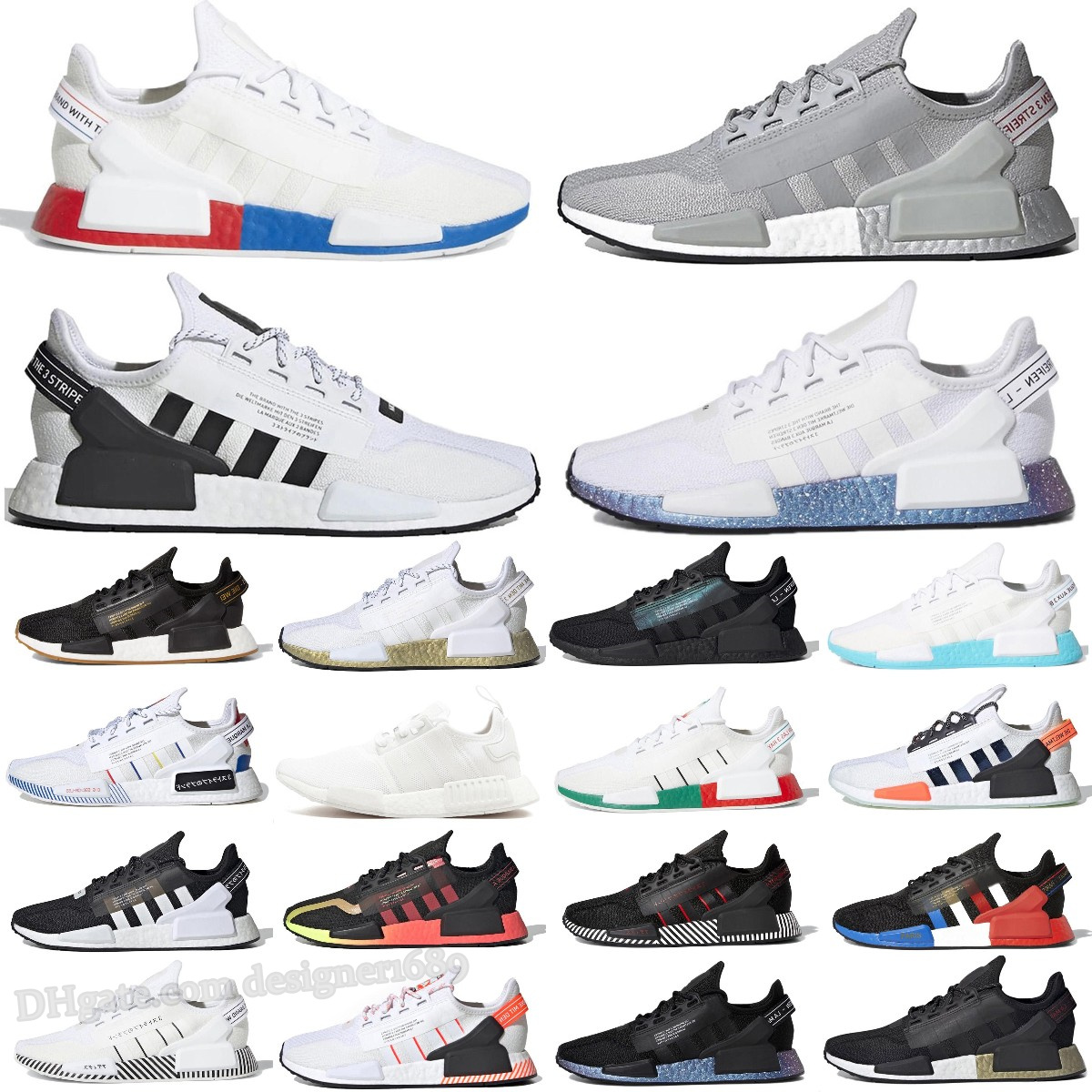 

Men Womens casual Shoes White Speckled Dazzle Camo Core Black Gradient Neon Aqua Tones Japan White Nmd R1 V2 Mens Mexico City Munich Olive Oreo designer Sneakers, Box