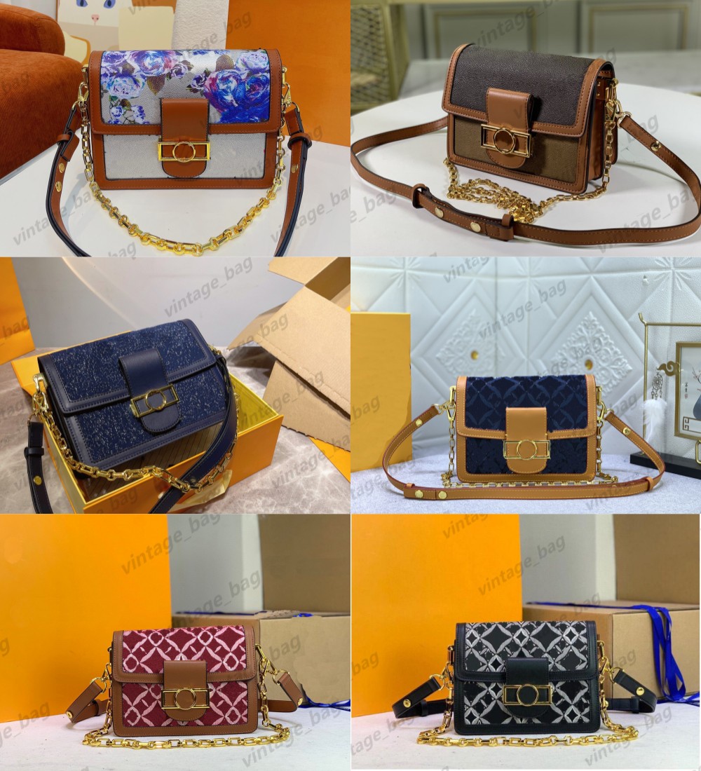 

Dauphine PM MM Bag Flower Painting Totes Lady Chain Cross body Shoulder hobos Nicolas Ghesquiere 1854 denim Purse M44391 M59631 game on handbag M57448 M68746 M21266