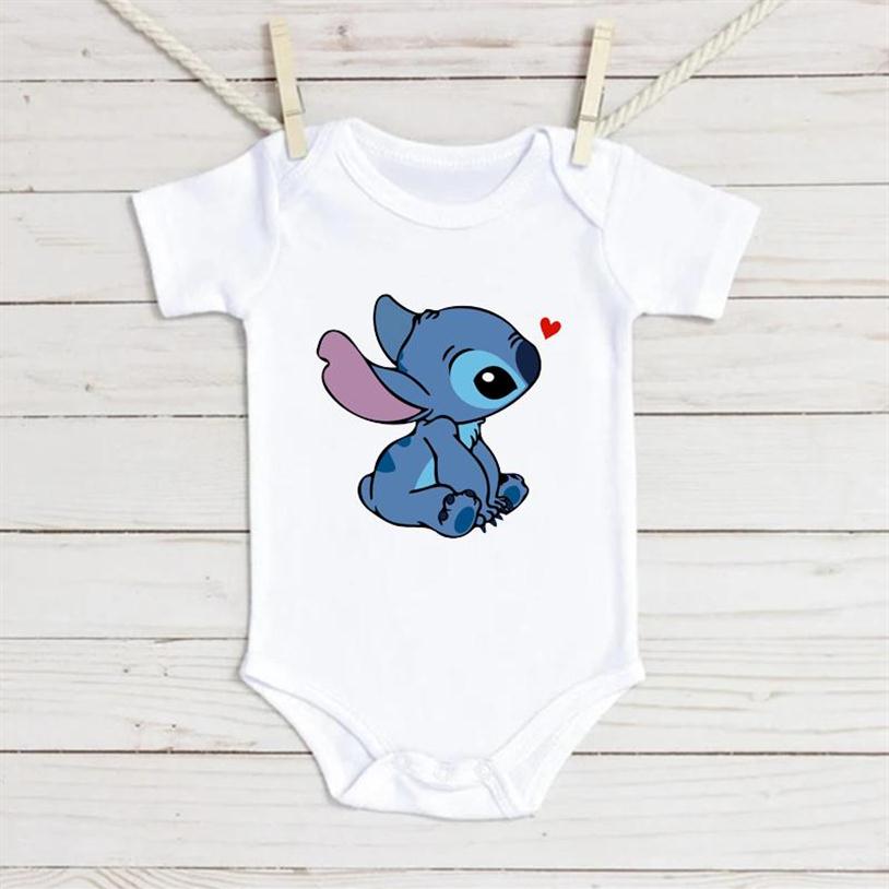 

Rompers Cute Born Baby Summer Infant Bodysuits Short Sleeve Jumpsuit Cartoon Lilo & Stitch Ropa Boy Girl ClothesRompersRompers298Q, Ds0019-white