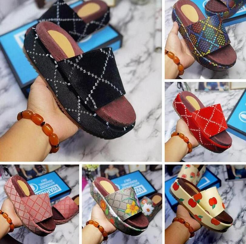 

designer Sandal autumn winter luxury slippers ladies dress outdoor platform sandals canvas real leather slipper black yellow fashion, Color 17
