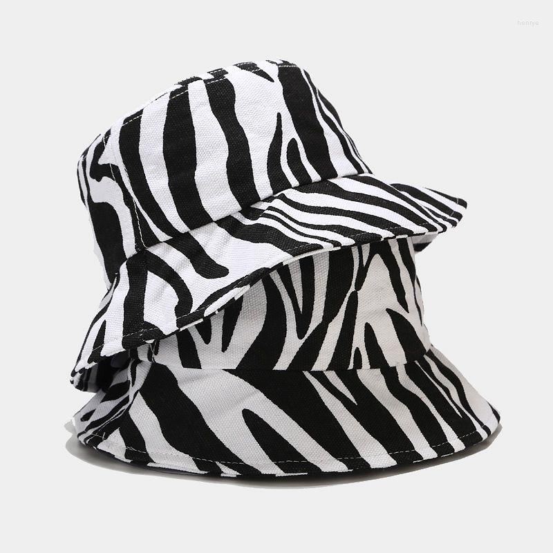 

Berets Fashion Spring Summer Black White Zebra Striped Print Bucket Hats Reversible Fisherman Caps For Women Men Panama Gorras Gift, Write