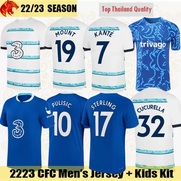 

23 Soccer Jerseys PULISIC MOUNT 2022 2023 STERLING WERNER ZIYECH Football shirt KANTE HAVERTZ CHILWELL T. SILVA CUCURELLA JORGINHO Men Long Sleeve Jersey Kids Kit, Men away black