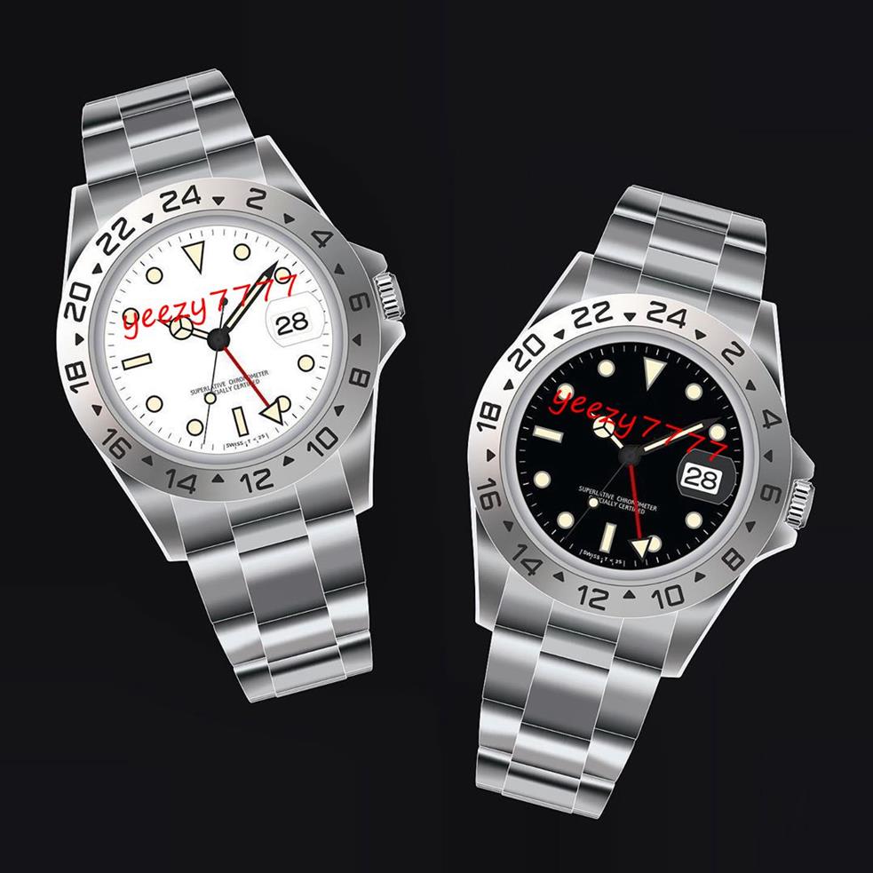

2 colors High quality mens vintage watches master 40mm Explorer 16570 red hand mechanical automatic movement SS 316L luxury watch 267H, Black