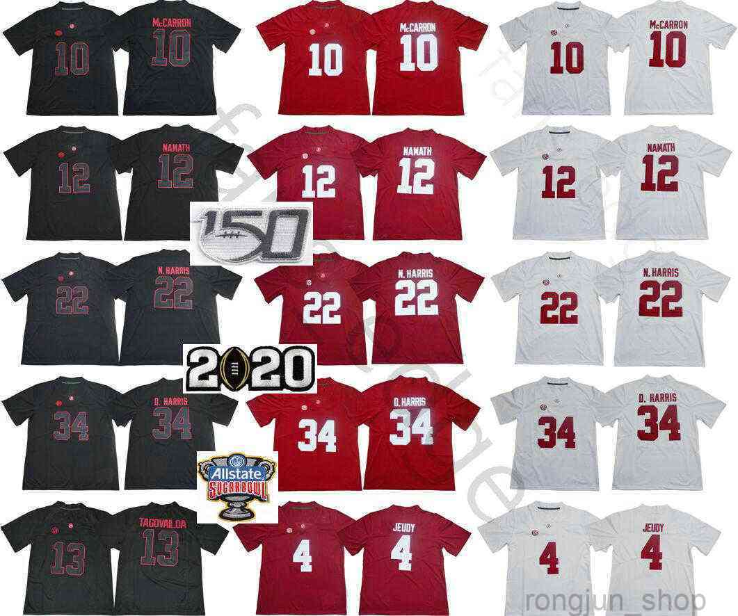 

Jersey NCAA Alabama Crimson Tide 13 Tua Tagovailoa 4 Jerry Jeudy 10 AJ McCarron 12 Joe Namath 22 Najee N. Harris 34 Damien Harris 150th Jerseys, Black with 150th patch