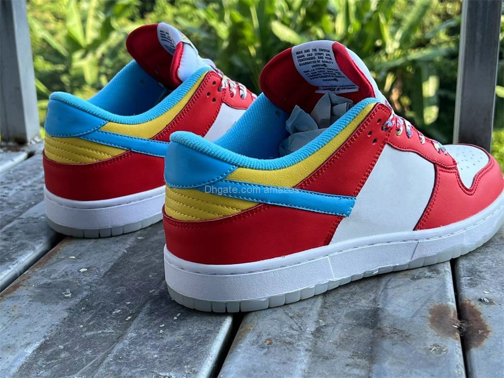 

within 3 days shipout Shoes Running Top Low QS Fruity Pebbles DH8009-600 White Red Blue Yellow Black Sneakers Size US 5.5-12 EUB Size 36-46