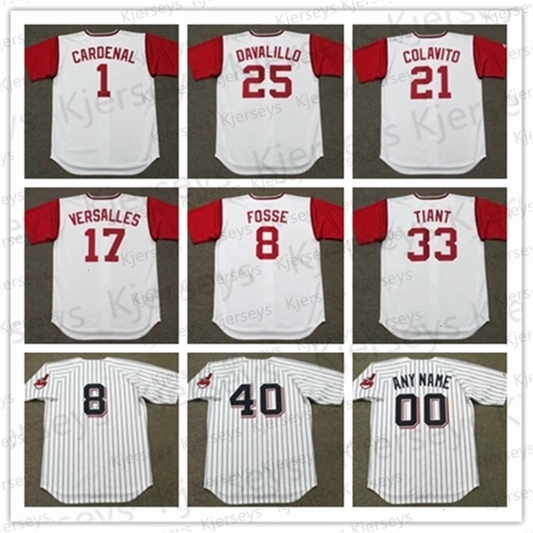 

GlaWNiK1 Cleveland baseball 25 VIC DAVALILLO 17 CHICO SALMON 8 RAY FOSSE 48 SAM McDOWELL 40 KEN HARRELSON ROCKY COLAVITO LUIS TIANT jersey stitched