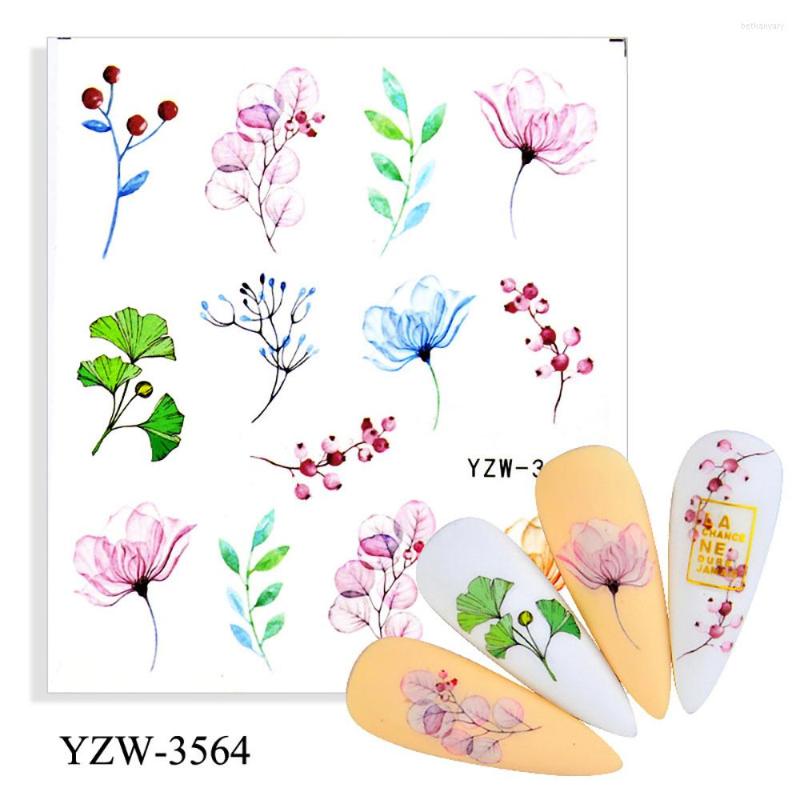 

Nail Stickers Leaf Pink Flower Water Decals Cute Slider For Art Manicura Accesorios Sticker Design Decoration Ongles, Yzw-3551