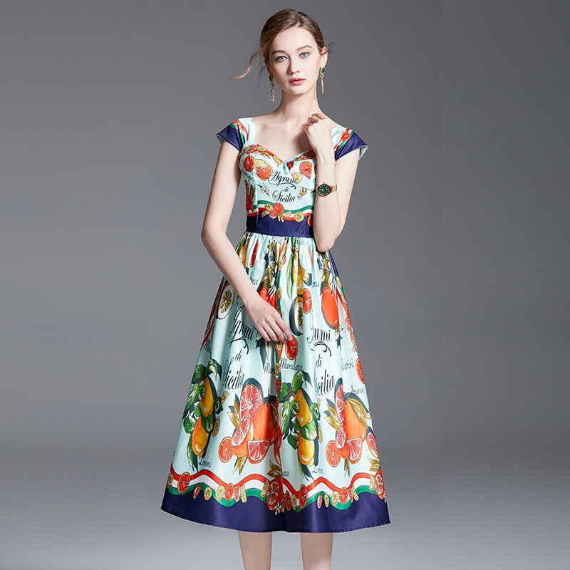 

Elegant Suspender Bra Swing Midi Patterns Dresses 2022 Runway Womens Sexy Strap Printed Casual Party Dresses Designer Ladres Slim A-line Office Cocktail Frocks, Army green