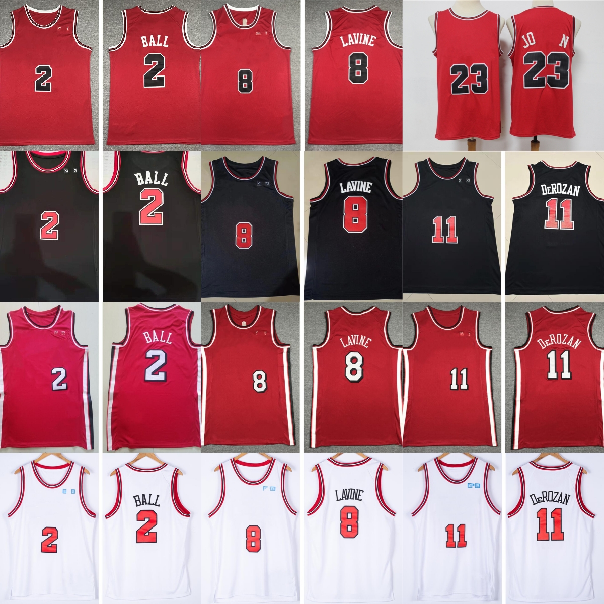 

Youth Kids New City Basketball 8 Zach 11 Demar LaVine DeRozan Jerseys Stitched Women Boys Lonzo 2 Ball Jersey City Red White Black shirts, Aspicture