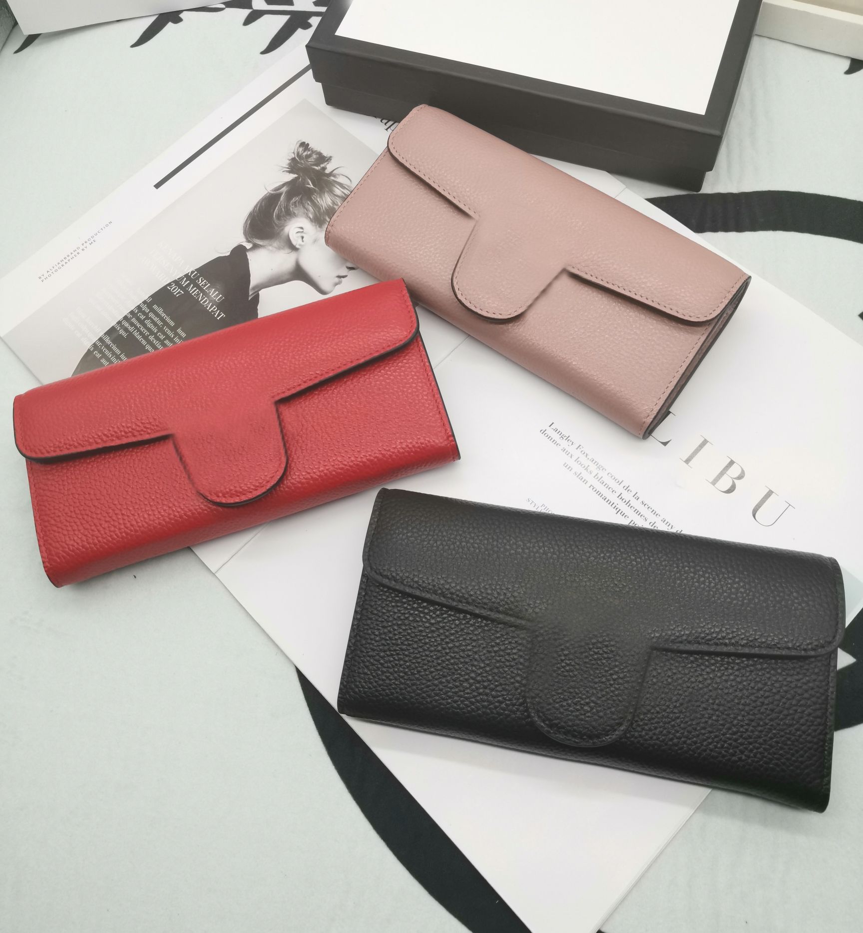 Mode G Designers portefeuille femmes en cuir véritable portefeuilles style italien porte-monnaie sacs porte-carte embrayage avec boîte sac à pous