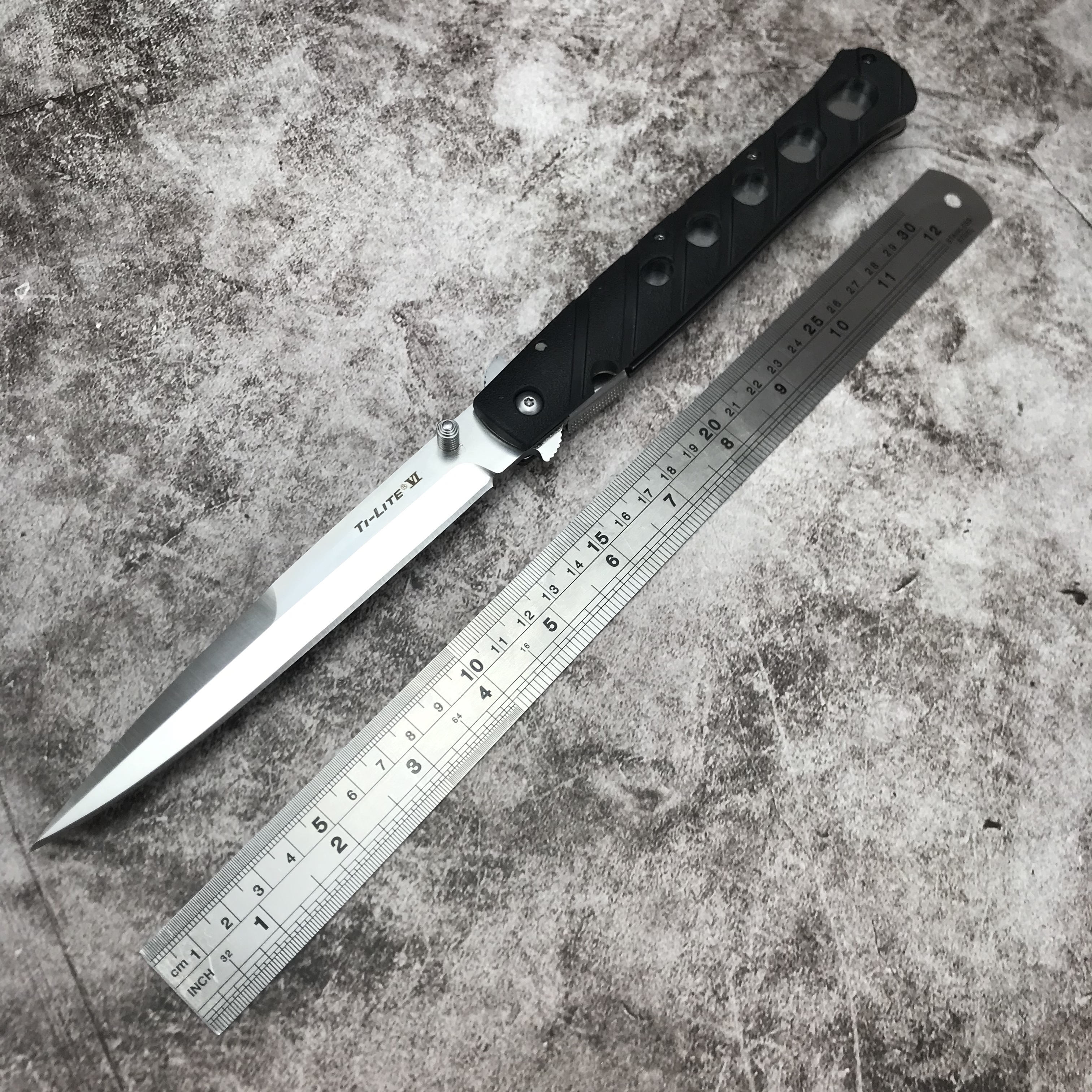 

Cold Steel 26SXP Folding Knife Ti Li te XL 6 Stiletto Sword Satin Plain Blade Black ZyEx Handle Outdoors Camping Tactical Knives