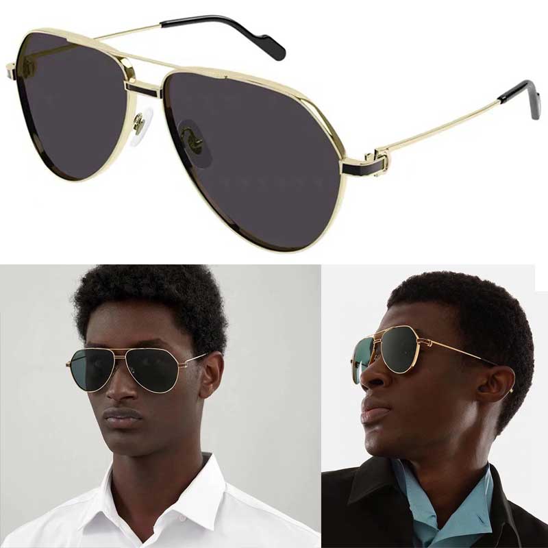 

PREMIERE DE Sunglasses C0334S Metal Frame Enamel Grey Lens Aviator Des lunettes de soleil Statement Versatile Fashion Outdoor Beach Vacation Glasses With case