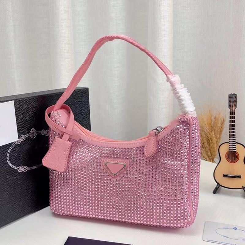 

Designers Bags womens Nylon Bags handbags Black Rhinestone Pink Purses Designer Shoulder Bag wallet Handbag Women Saddle, Box single shot can not be sent