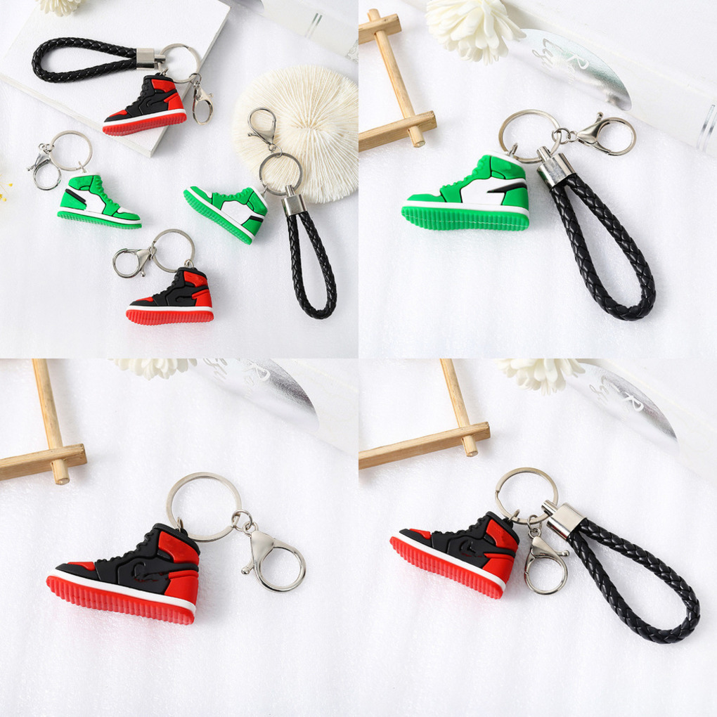Bracelet tressé tressé en cuir lanière porte-clés porte-clés Jumpman 1 chaussures de basket-ball hautes Jordon Sneaker formateur Silicone Designe
