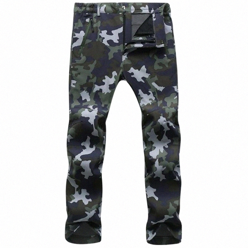 men's Pants Men Winter Fleece Cargo Male Thicken Warm Baggy Jogger Trousers Solid Slim Thick Hiking Ski Trousers1 V0xE#