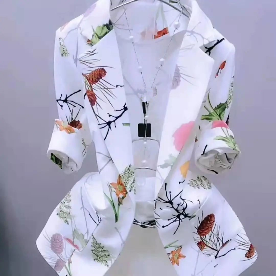 

Womens Coats Women' Suits Blazers Floral Print Sunscreen Slim Cardigan Thin For Women Coat Elegant Office Lady 2022 Autumn Jacket Clothes