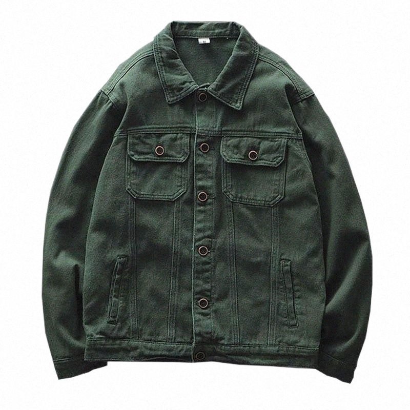 mcikkny Men Cargo Classic Denim Jackets Solid Color Washed Outwear Top For Male Clothing Size M-2XL Men's Z3PK#