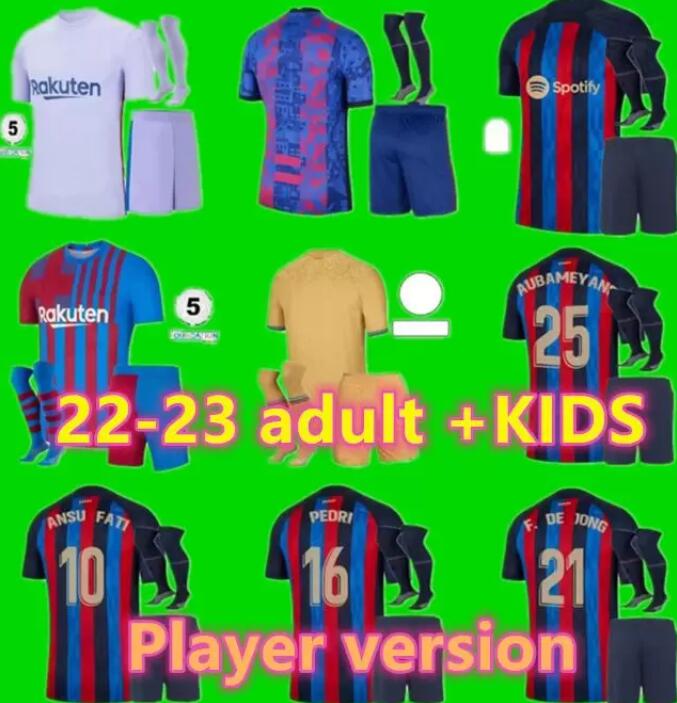 

22/23 LEWANDOWSKI ANSU FATI Soccer Jersey 2022 2023 Player version CHRISTENSEN O. DEMBELE PEDRI MEMPHIS DEST GAVI barcelona maillots football shirt adult Men kids kit, 21/22
