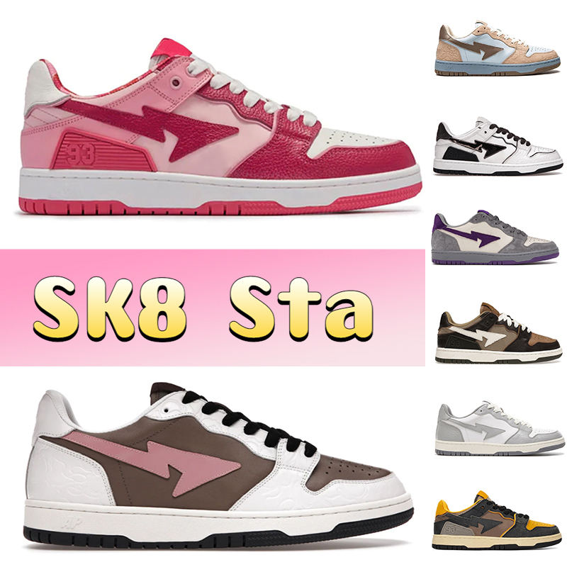 

2023 Designer SK8 Sta Court Bapesta Casual Shoes Nigo ABC Camo Pink Blue Low fashion men women sneaker Brown Ivory Vintage Beige Indigo white Red, #1- abc camo pink