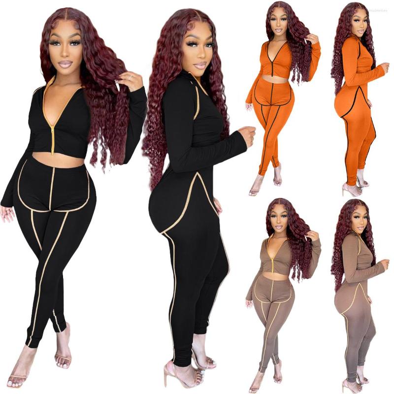 

Women' Two Piece Pants 2PCS Sweatsuit Women Sports Suit Sexy Yoga Gym Clothing Athletic Zip Crop Top And Leggings Tracksuit Set, Black