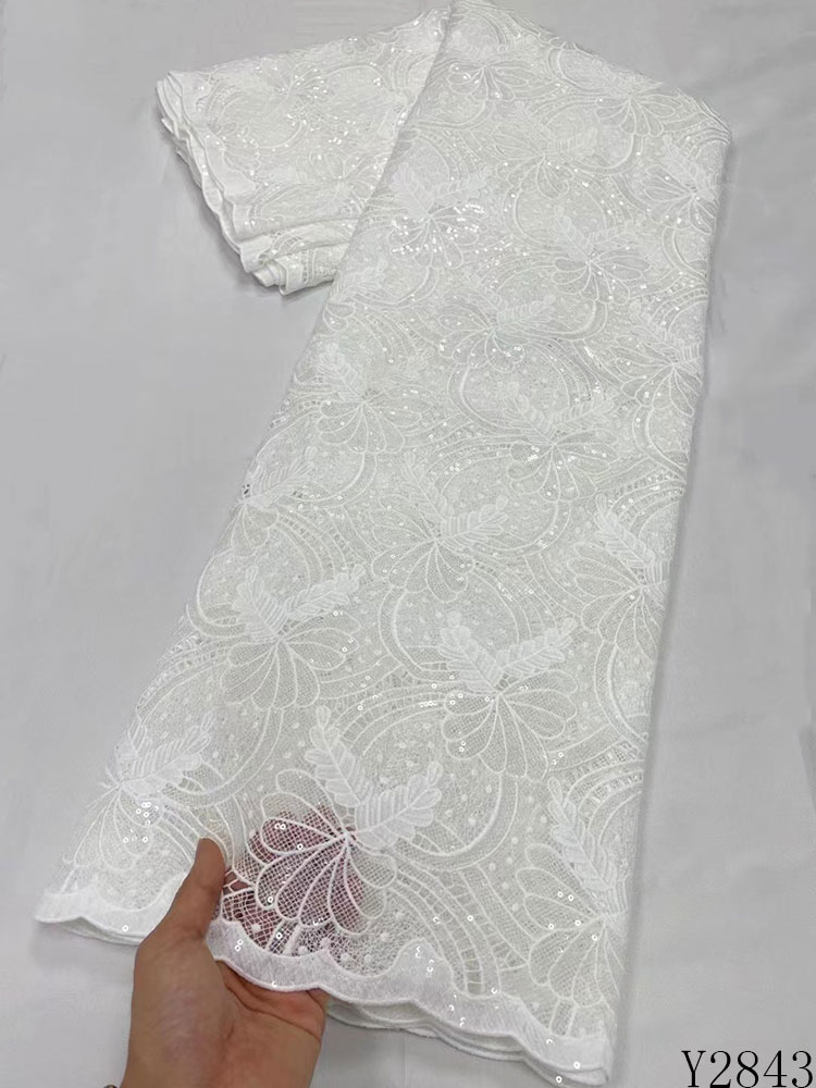

2022 Latest Nigerian Laser Embroidery Lace Fabric French Sequins Tulle Fabric For Wedding Dress Y2843