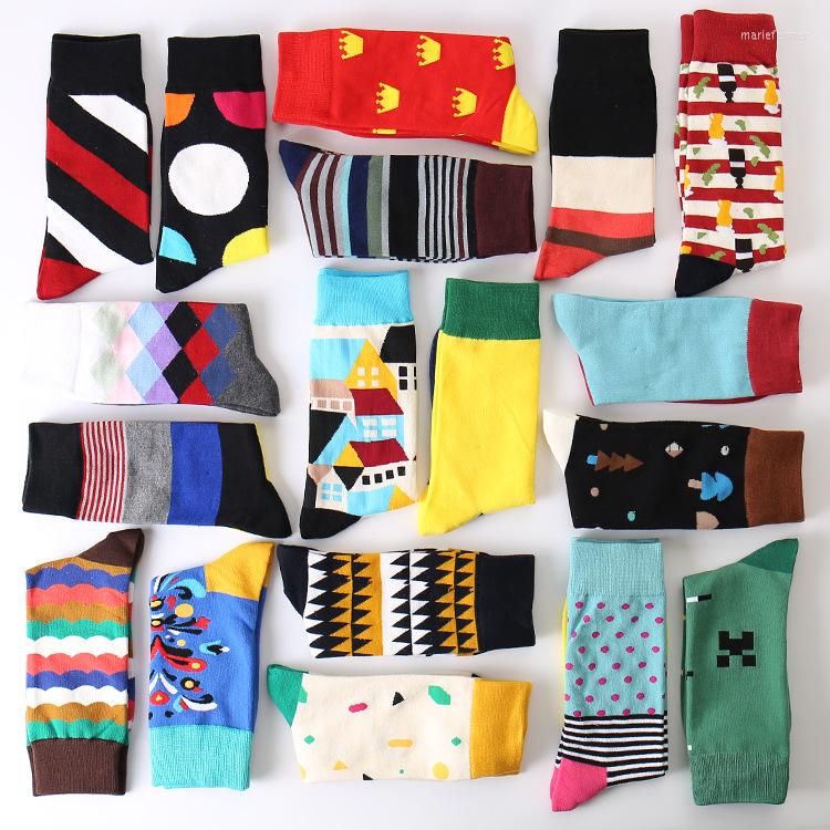 

Men's Socks Summer Fashion Mens Cotton Colorful Striped Jacquard Art Hit Color Dot Long Men's Dress Sock, B103