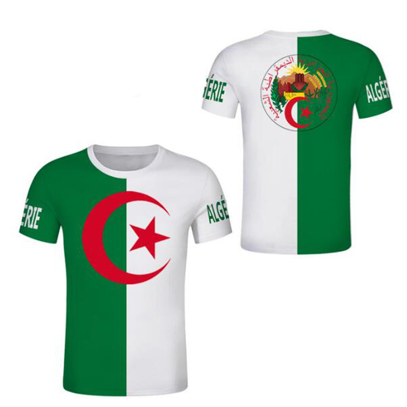 

ALGERIA Men T Shirt Custom Rugby Festival Tshirt Arabic Algerie Flag Print Text French Algeria Jersey Children Tee Top, 001