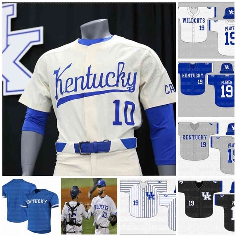 

GlaA3740 Mens Custom NCAA Kentucky Wildcats Baseball Jersey Zeke Lewis Justin Olson Brett Marshall Kyle Music Jake Thompson Austin Schultz UK Jersey, Blue7 as picture