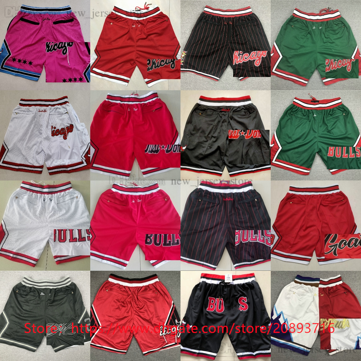 

JustDon Shorts Bull Basketball DerrickRose ScottiePippen DennisRodman Classic Retro With 4 Pocket Hip Pop Pant Zipper Sweatpants Short, Justdon (with 4 pocket )