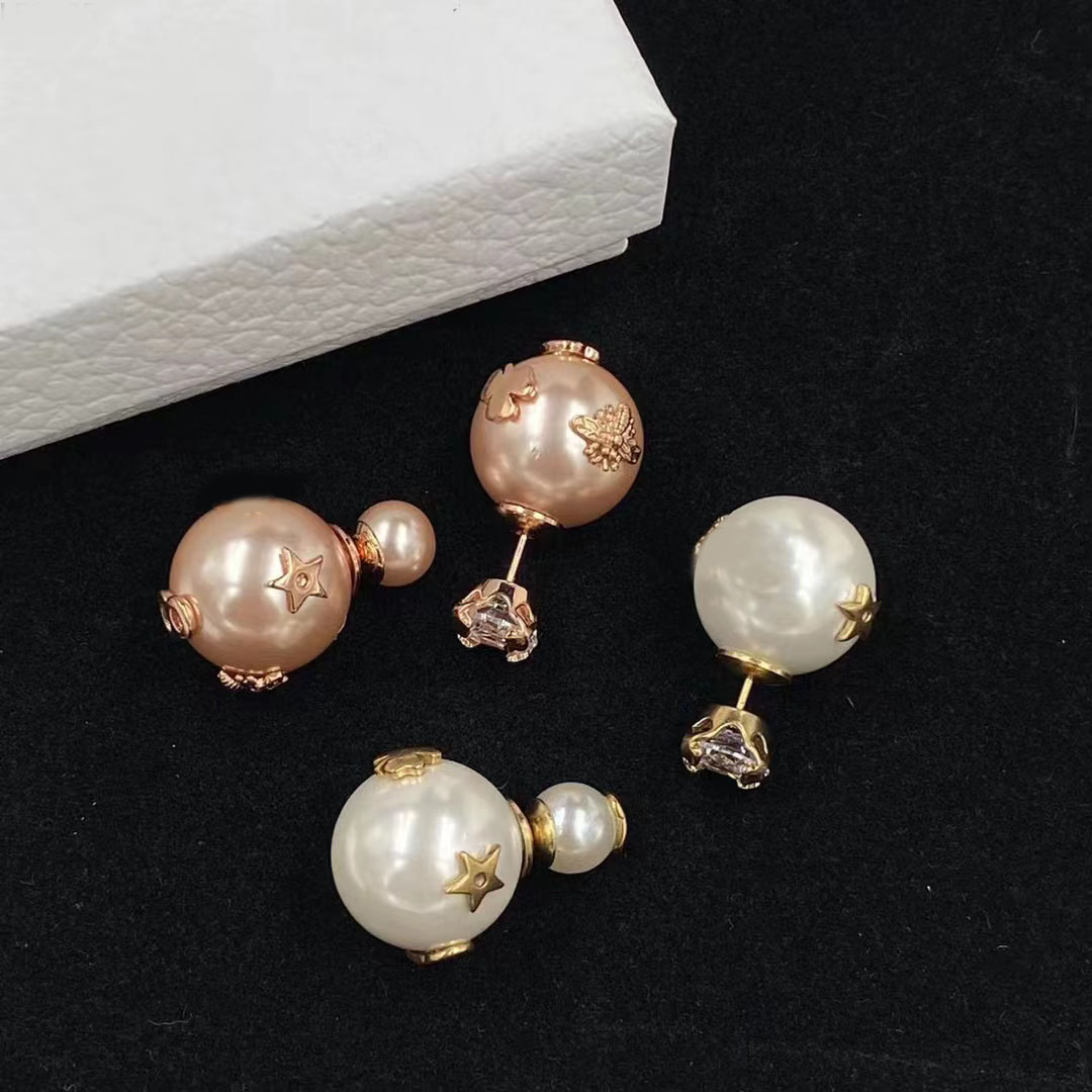 Boucles d'oreilles légères de marque de luxe de styliste, perle de diamant en argent 925, aiguille classique, style simple avec timbre, fête de m