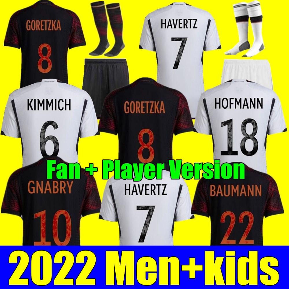 

New 2022 Soccer Jerseys Germany home away HUMMELS KROOS WERNER Player version MULLER Football shirt t GOTZE SANEA KHEDIRA REUS German 22 23 mens Women kids kit uniform, Adult away+world cup patch