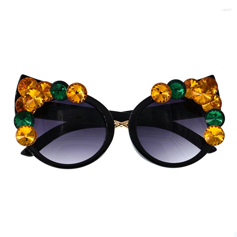 

Sunglasses Baroque Women Luxury Rhinestone Colorful Crystal Decoration Cat Eyes Shades Female Party Gifts