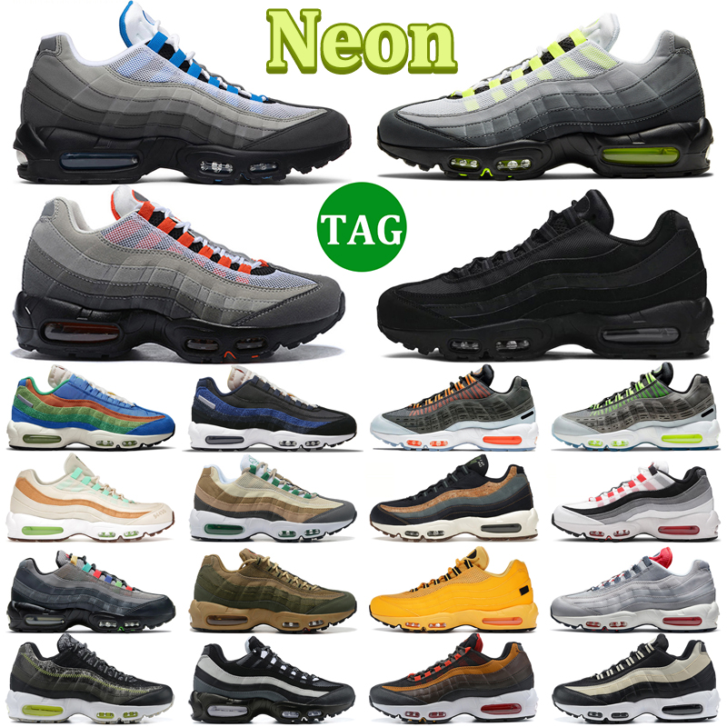 

95 Designer OG Running Shoes Men Women Triple Black White Neon Crystal Blue Solar Red Smoke Grey Total Orange Volt Earth Day Mens Trainers