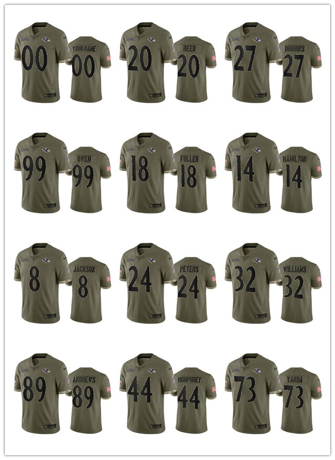 

Football Jersey Baltimore''Ravens''MEN Tyler Linderbaum Kyle Bateman Patrick Queen Justin Tucker Lamar Jackson Marquise Brown 2022 Salute To Service