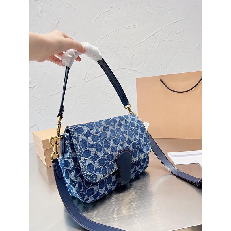 

girl Chambray Handbag Fashion Classic Versatile Shoulder Bag Large Capacity Messenger tote 2022 Super Fire, Blue