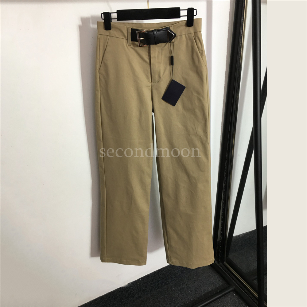 

Women Fashion Loose Pants Triangle Badge Buckle Capris Outdoor Breathable Pants Solid Color Clothing, Khaki