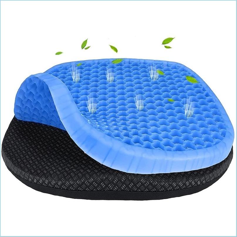 

Cushion/Decorative Pillow Gel Seat Cushion Double Thick Egg Summer For Pressure Relief Breathable Chair Pads Car Office Drop Del Soif Dh8Sq, Square thin section