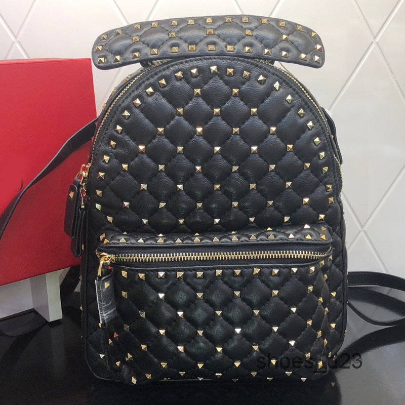 

Bags Backpack School Mini Back Pack School Bag Quilted Sheepskin Rivet Zipper Closure Adjustable Shoulder Strap Top Handle High-Capacity Wi