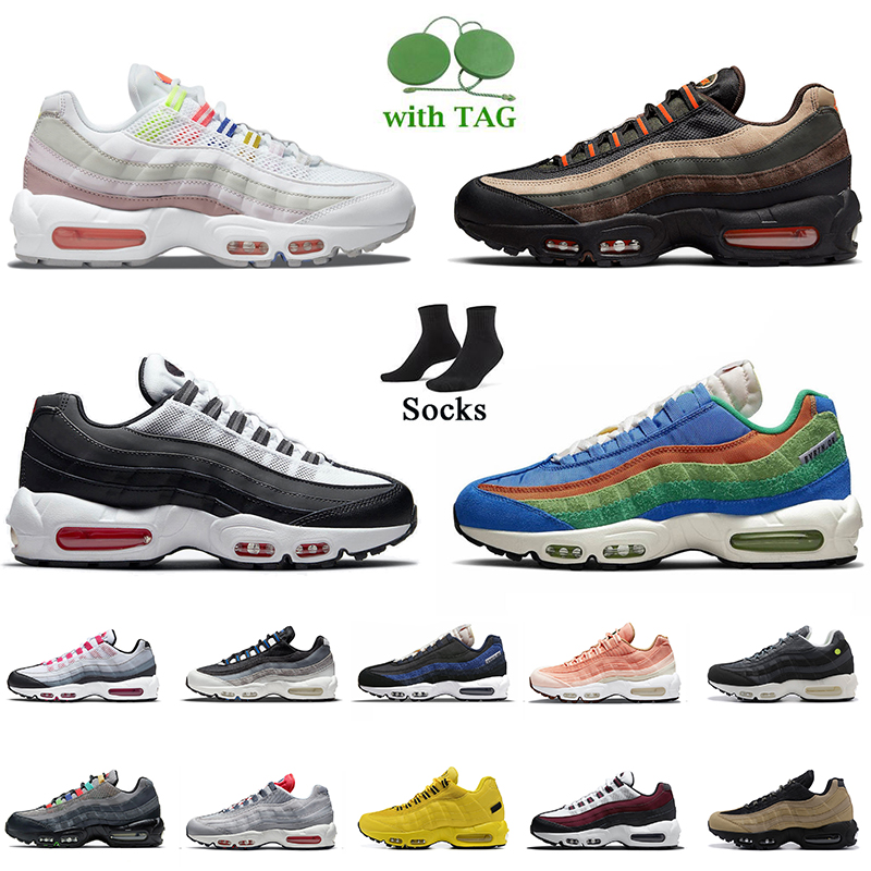 

95s Running Shoes Fashion 2022 Women Mens Airsmx Max 95 Runner Sneakers Light Photo Blue Dark Army Triple black White Greedy Khaki Total Orange MX95 Trainers Sports, B58 40-46 dark driftwood