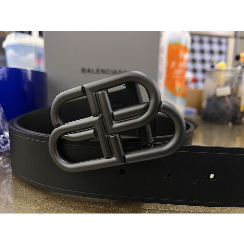 

designer belts balenciga Fashion youth BB buckle belt Paris men's and women's universal perfect 1 to 1 pure copper leather belt, Black