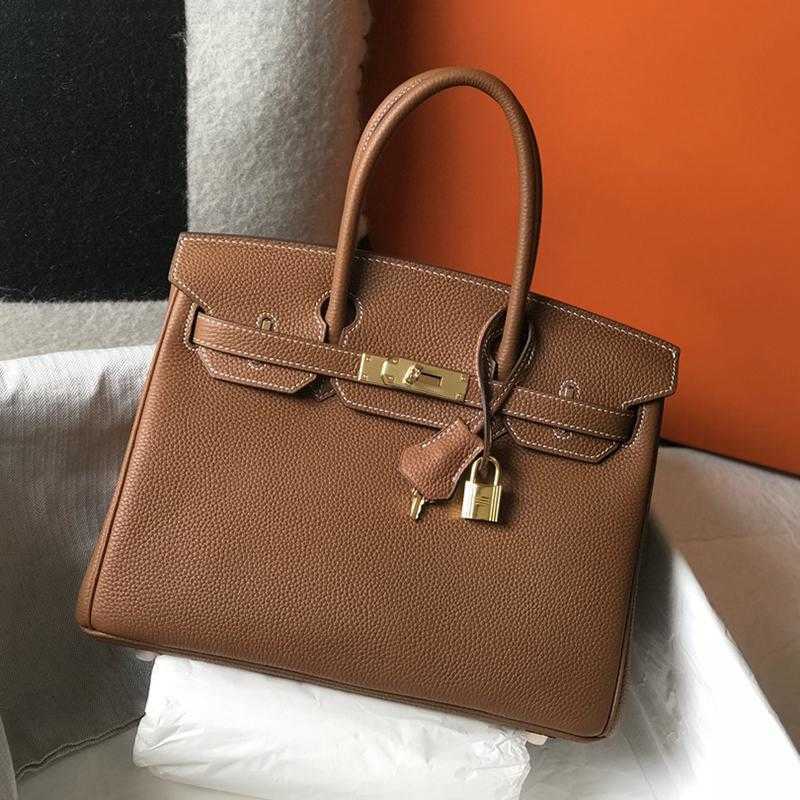 

Top Bag Women Designer Tote Bags Handmade Luxury Designer Handbags Classic Fashion Togo Leather Wallet Sac De Luxe Femme NonPerforated Strapless, Red gold buckle