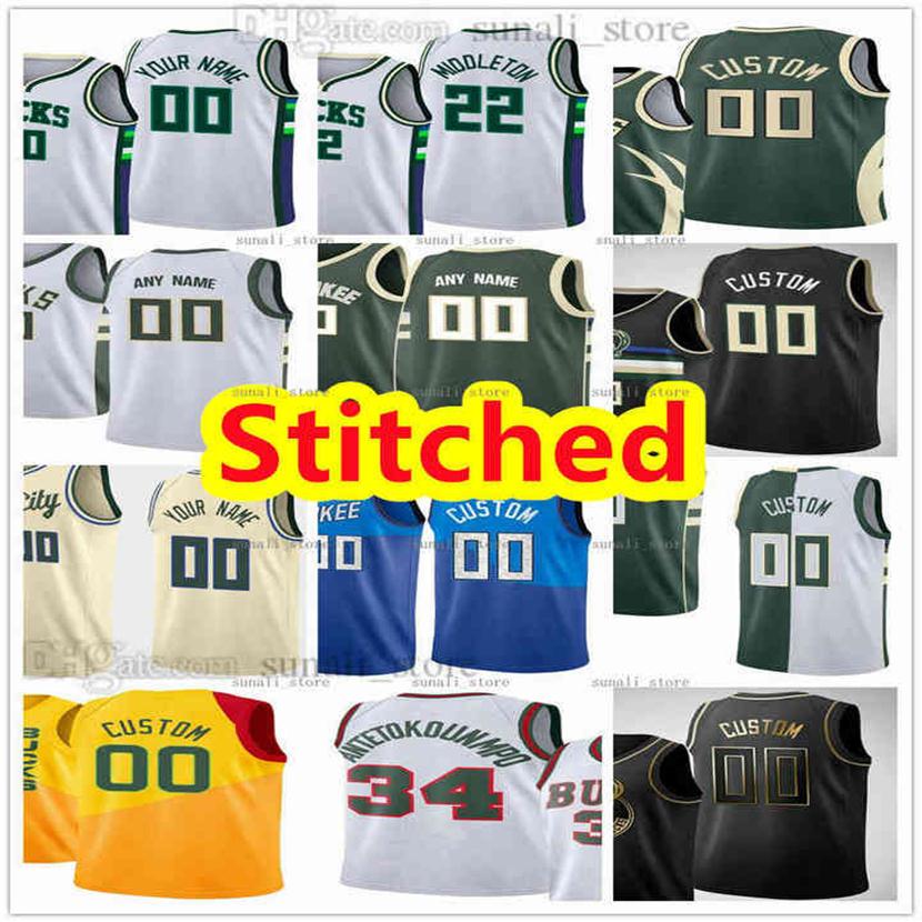 

Stitched Basketball Giannis Antetokounmpo Jerseys Khris Middleton Jrue Holiday Bobby Portis Jr Donte DiVincenzo Pat Connaughton Grayso208o, White
