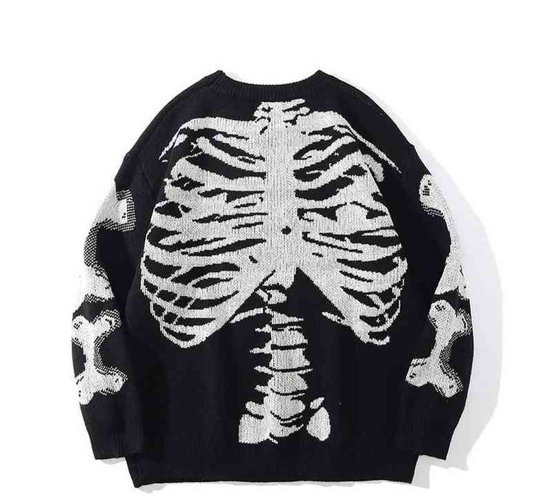 

Men's Sweaters Men Loose Sweaters Black Skeleton Bone Print Sweaters Women Vintage Retro Knitted Sweater Autumn Cotton Sweater Unisex 3XL J220915, Green