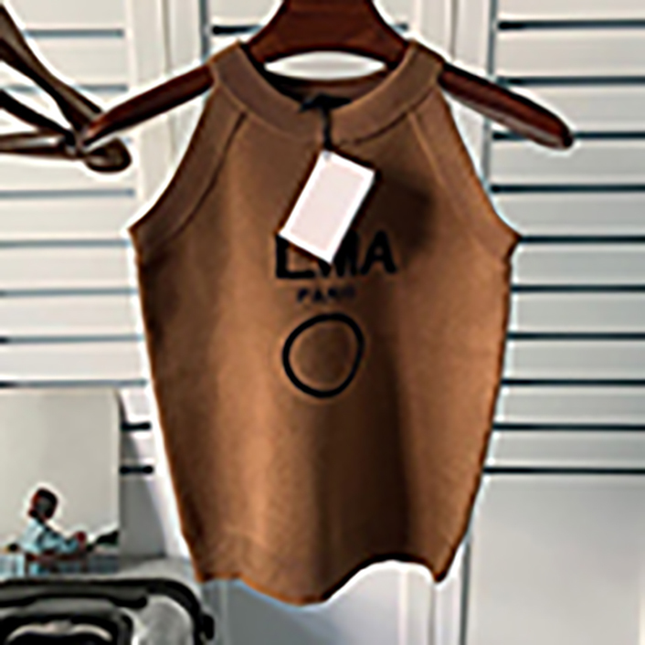 

Knitted Fashion Womens Vest Jacquard Letter Solid Color t shirt High Quality Tee Size, Extra shipping fee