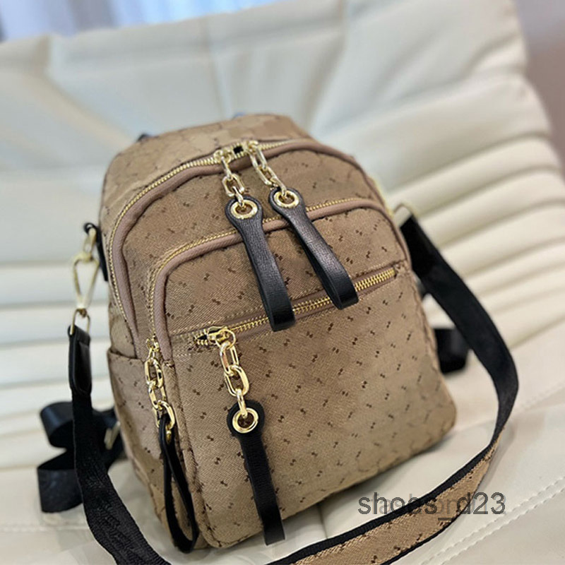 

School Bags Backpack Crossbody Bag Women Backpacks Schoolbags Double Shoulder Bags Travelling Handbag Canvas Wide Strap Fashion Zipper Purs